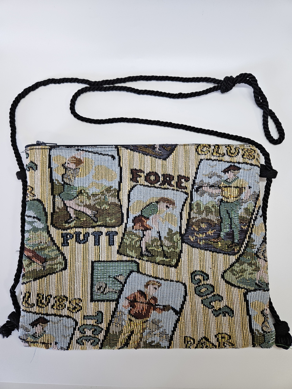 VINTAGE Golf Tapestry Convertible Crossbody Backpack Bag Golfer